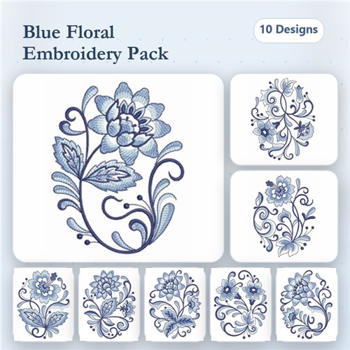 Blue Jacobean Oval Blue Jacobean Oval