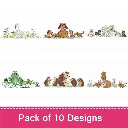 Cute Animal Families Embroidery Bundle – Hen, Duck & More (10 Designs)