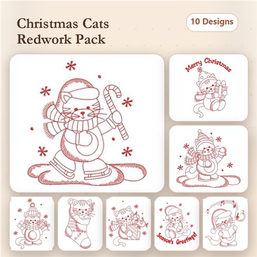 Redwork Christmas Kitty