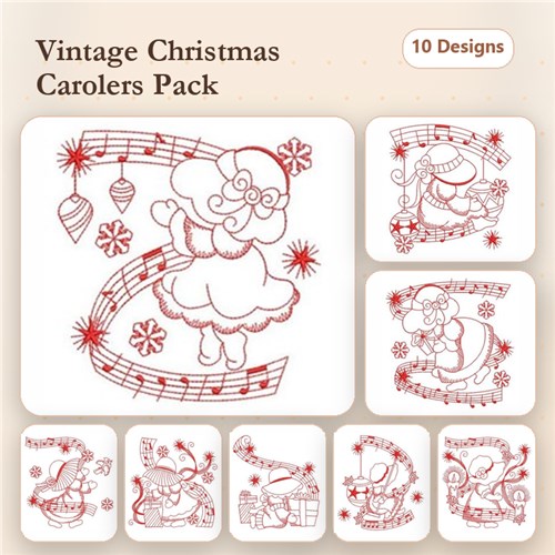 Redwork Christmas Sunbonnets 2