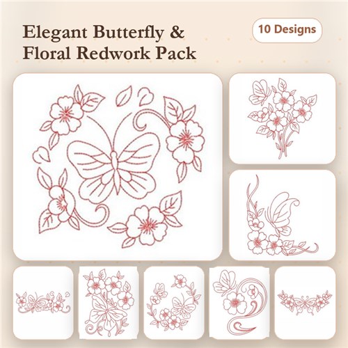 Redwork Dancing Butterflies Redwork Dancing Butterflies