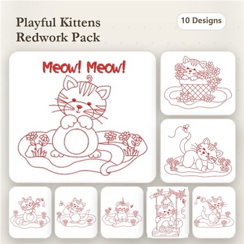 Redwork Garden Kitty