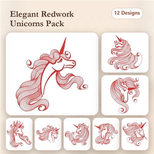 Redwork Magical Unicorn Redwork Magical Unicorn