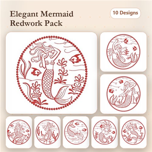 Redwork Mermaids 2