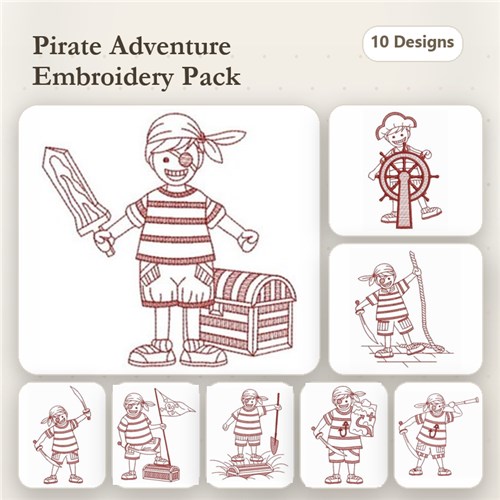Redwork Pirate Boy