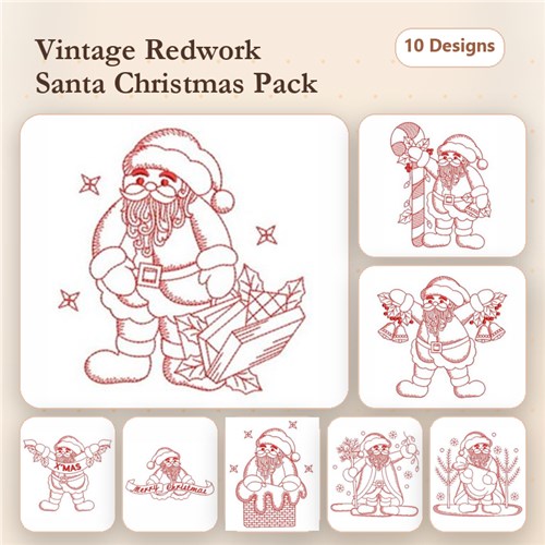 Redwork Santa Claus 2