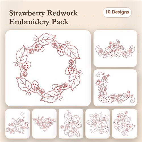Redwork Yummy Strawberries