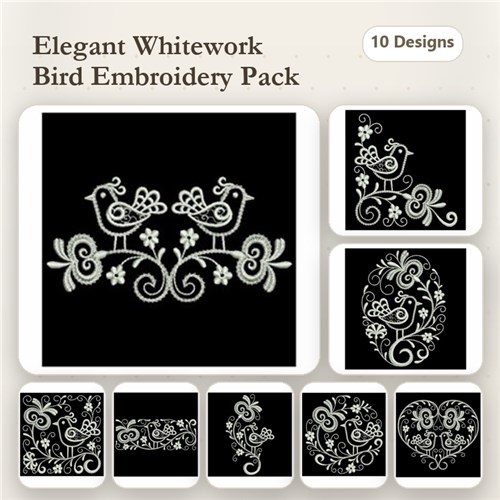White Work Birds