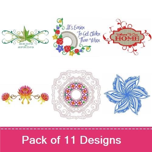 Floral and Inspirational Quotes Embroidery Designs Bundle – It's Easier To Get Older Than Wiser, Grow Through What You Go Through & More (11 Designs)
