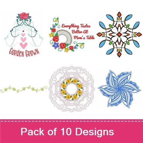 Floral Sentiments Embroidery Designs Bundle – Home Sweet Home, Garden Grown, Love & More (10 Designs)