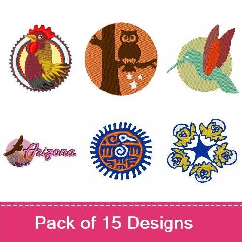 Bird & Nature Embroidery Designs Bundle – Rooster, Colorful Bird, Frog & More (15 Designs)