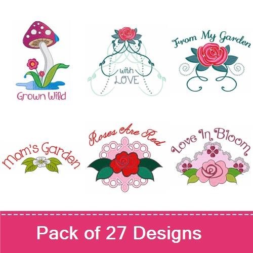 Floral and Heart Embroidery Designs Bundle – Happy Mother's Day Heart, Rose Heart, Floral Love Heart & More (27 Designs)