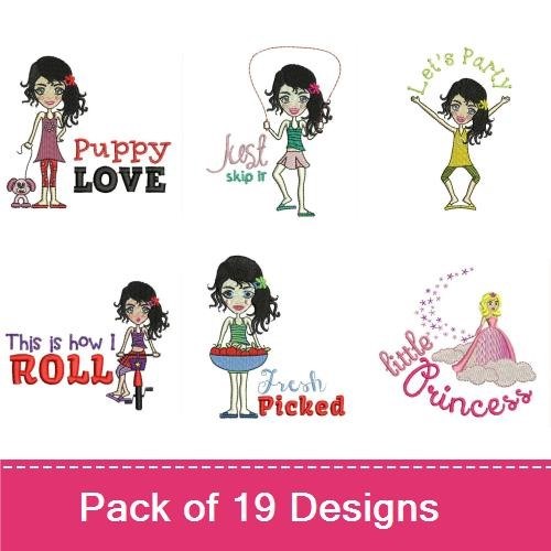 Girls' Fun Embroidery Bundle – Playful Designs (6 Designs)