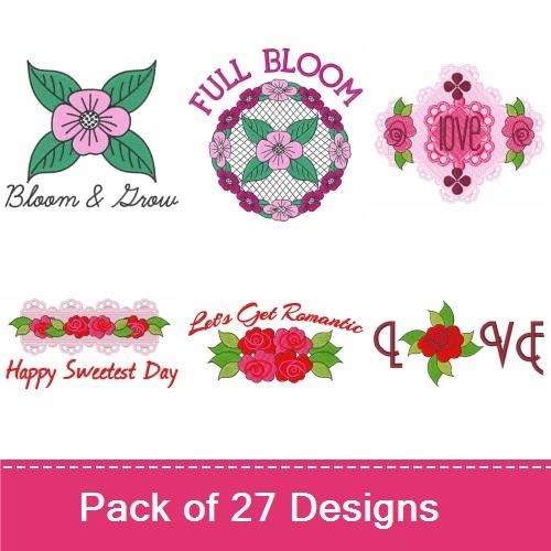 Floral & Spring Embroidery Designs Bundle – Easter Egg with Flowers, Watering Can with Flowers, Floral Wreath & More (27 Designs)