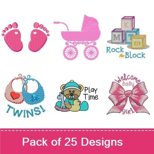 Baby & Toddler Embroidery Designs Bundle – Rock the Block, Welcome Baby Boy, Twins! & More (25 Designs)