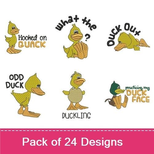 Cute Birds and Ducks Embroidery Designs Bundle – Duckling, High Flyer Bird, Happy Duck & More (24 Designs)