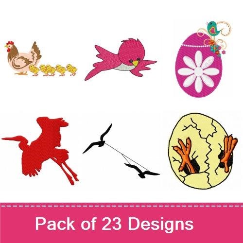 Charming Birds Embroidery Designs Bundle – Cardinal in Heart, Chick and Hen, Baby Bird & More (23 Designs)