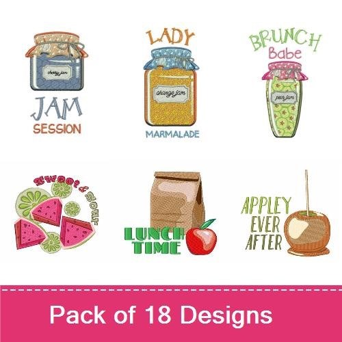 Jam & Cherry Kitchen Items Embroidery Designs Bundle – Cherries, Canned Love, You're the Jam & More (18 Designs)