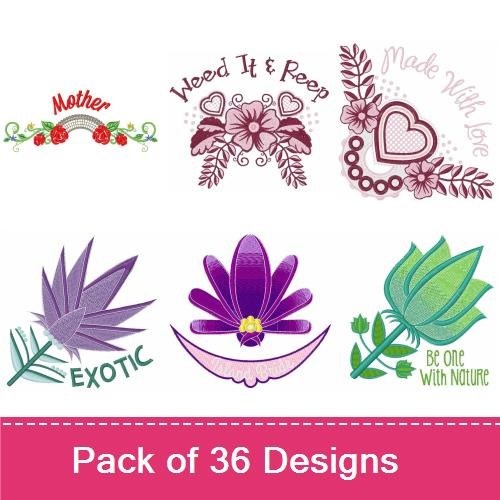 Floral Embroidery Designs Bundle – Love Grows, Daisy Chain, Garden's Gift & More (36 Designs)