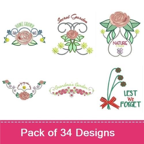 Floral Quotes Embroidery Designs Bundle – Believe and you will succeed, You are my Inspiration & More (34 Designs)