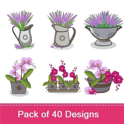 Floral Designs Embroidery Bundle – Rose with Leaves, Floral Bouquet, Daisy Design & More (40 Designs)