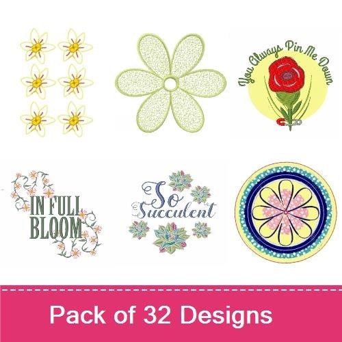 Floral Sentiments Embroidery Designs Bundle – Lily, Floral Bouquet, You Are Loved & More (32 Designs)