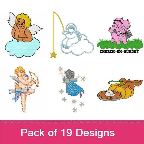 Angel Baby Embroidery Designs Bundle – Sleeping Baby Angel, Guardian Angel, Sleep Tight & More (19 Designs)