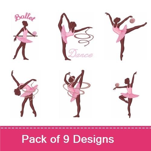 Ballet Dancers Embroidery Designs Bundle – Ballet Dancer with Ball, Live Love Dance, Ballet & More (9 Designs)