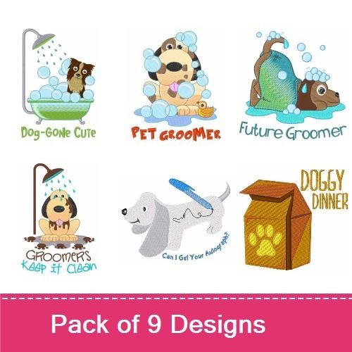 Dog Grooming Embroidery Bundle – Fun Designs (6 Designs)