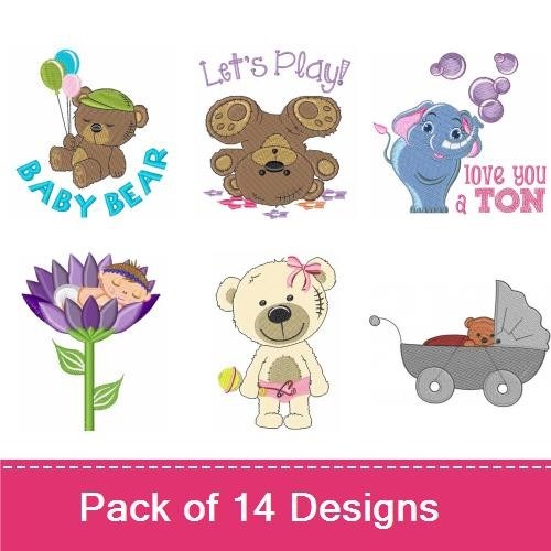 Baby Bear & Teddy Bear Embroidery Bundle – Cute Designs (14 Designs)