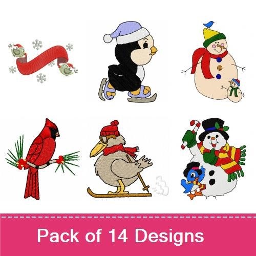Winter Penguin Embroidery Designs Bundle – Dance Like No One Is Watching, Let It Snow, Penguin with Hat & More (14 Designs)