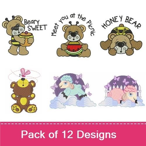 Woodland Animal Embroidery Designs Bundle – Teddy Bear, Woodland Fox, Butterfly & More (12 Designs)
