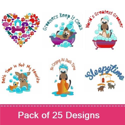 Dog Grooming Embroidery Bundle – Fun Designs (25 Designs)