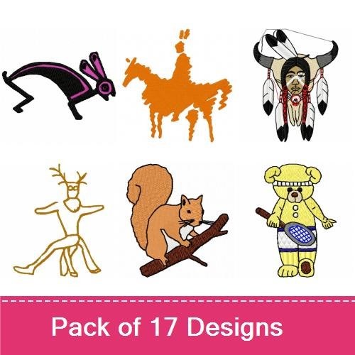 Whimsical Animals & Native Art Embroidery Designs Bundle – Orca Whale, Dolphin, Howling Wolf & More (17 Designs)