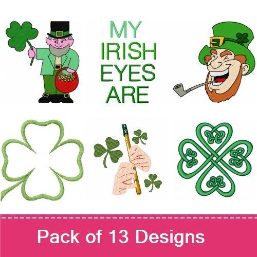 Fairy & Leprechaun St. Patrick's Day Embroidery Designs Bundle – Shamrocks, Rainbow, Irish Kiss & More (13 Designs)