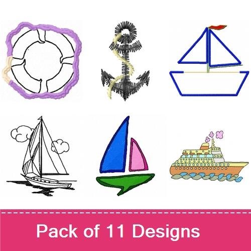 Nautical Embroidery Designs Bundle – Pirate Ship, Anchor, Sailboat & More (11 Designs)