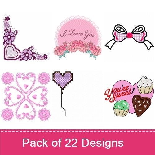 Valentine's Day Embroidery Bundle – Hearts & Sweet Treats (22 Designs)