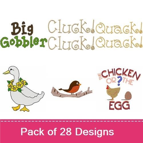 Whimsical Birds Embroidery Designs Bundle – Purple Owl, Big Gobbler, Love Bird & More (28 Designs)