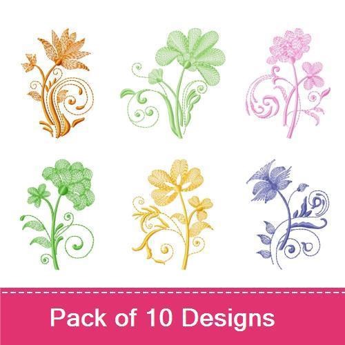 Elegant Floral Embroidery Designs Bundle – Gold, Purple, Blue, Pink & More (10 Designs)