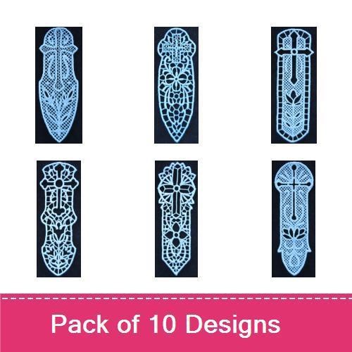 FSL Lace Cross Embroidery Designs Bundle – Ornamental Lace Cross, Classic Lace Cross, Floral Lace Cross & More (10 Designs)
