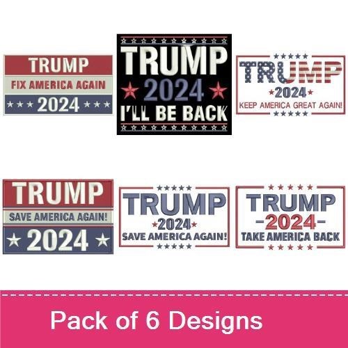 Trump 2024 Patriotic Embroidery Designs Bundle – I'll Be Back, Fix America Again, Save America Again & More (6 Designs)