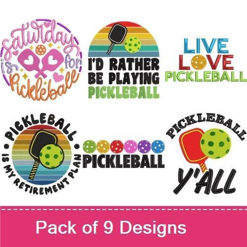 Pickleball Quotes Embroidery Designs Bundle – Saturday is for Pickleball, I’d Rather Be Playing Pickleball, & More (9 Designs)