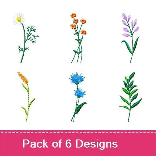Wildflower Embroidery Bundle – Daisy, Orange Wildflower, Purple Wildflower & More (6 Designs)