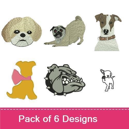 Dog Embroidery Bundle – Shih Tzu, Pug & More (6 Designs)