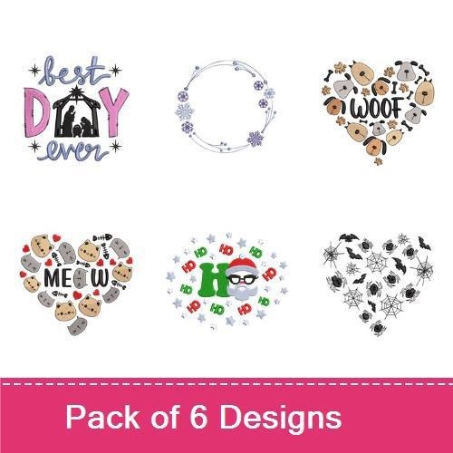 Best Day Ever, Woof & Meow Embroidery Bundle – Fun Designs (6 Designs)