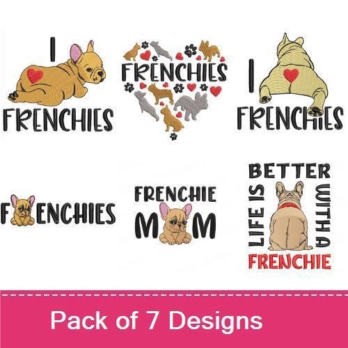 French Bulldog Embroidery Bundle – Cute Frenchie Designs (7 Designs)