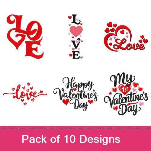 Valentine's Day Love Embroidery Designs Bundle – Kiss Mark, LOVE Text with Hearts, XOXO & More (10 Designs)