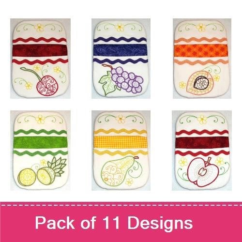 Redwork Fresh Fruit Embroidery Designs Bundle – Cherry, Grapes, Lemon Slice & More (11 Designs)