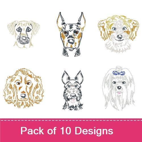 Dog Breed Embroidery Bundle – Labrador, Doberman, Yorkshire & More (10 Designs)
