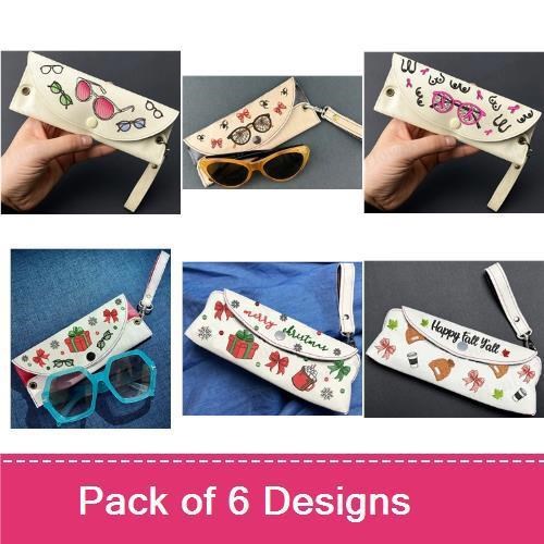 ITH Festive Eyewear Cases Embroidery Designs Bundle – Holiday Gift, Snowman, Santa & More (6 Designs)